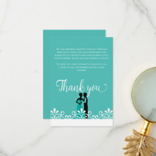 Mariée Groom Turquoise Blanc Élégant Merci de mari