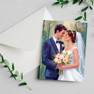Mariée & Marié Carte de mariage aquarelle pour j