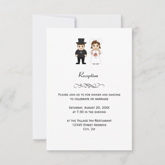 Mariée & Marié - Invitation de réception de mariag (Devant)