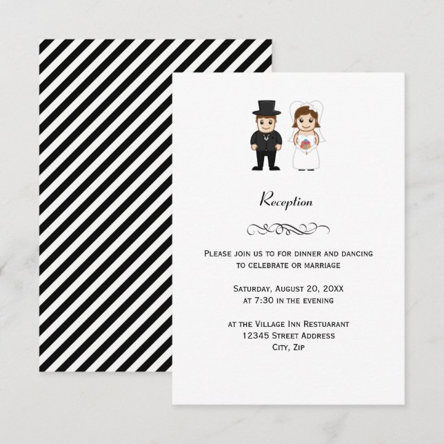 Mariée & Marié - Invitation de réception de mariag (Devant / Derrière)