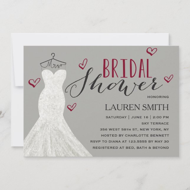 Mariée moderne Bourgogne | Invitation de douche nu (Devant)