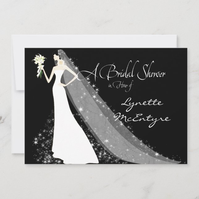 Mariée Silhouette Mariage robe Voile Invitation nu (Devant)