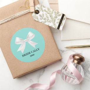 Mariée Tiare Bleu sarcelle Autocollant Rond Classi