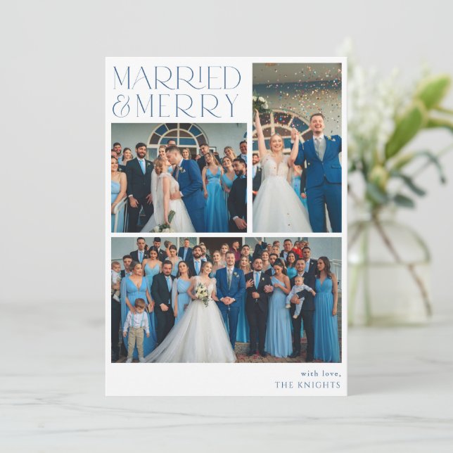 Mariés et Joyeux Collage de Photos Carte de Vœux (Debout devant)