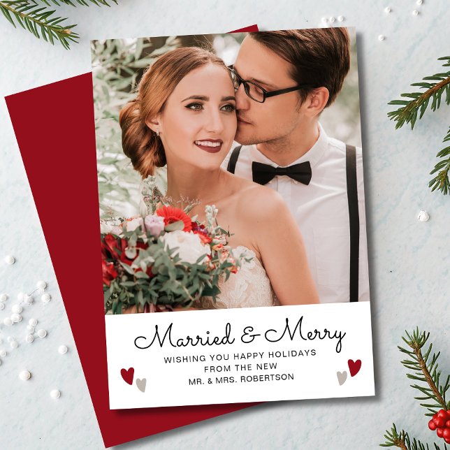 Mariés & Joyeux Noël Photo de mariage en forme de  (Créateur téléchargé)