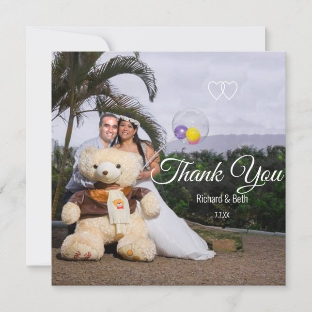 Mariés Romantiques Remerciements de Mariage (Devant)