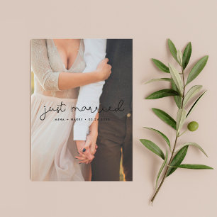 Mariés tout juste Carte de photo de mariage avec
