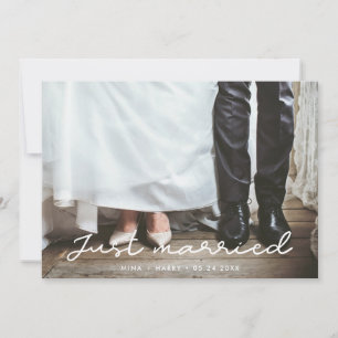 Mariés tout juste Carte de photo de mariage simple
