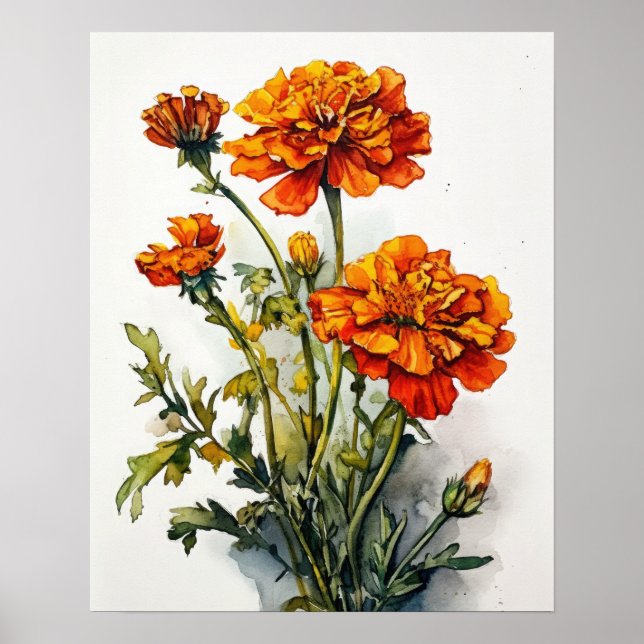 Marigold Flowers Art Imprimer Poster (Devant)