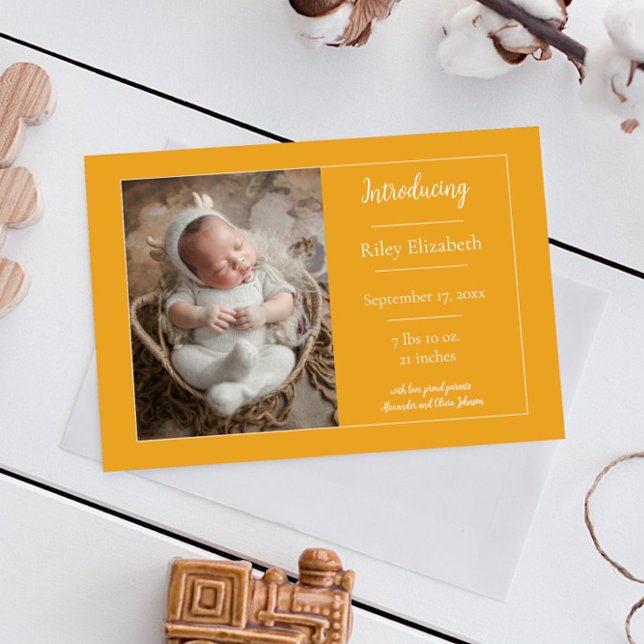 Marigold Simple Photo Faire-part de naissance (Marigold Simple Photo Birth Announcement)
