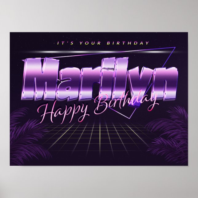 Marilyn Nom Vorname lila retro Poster Geburtstag (Devant)