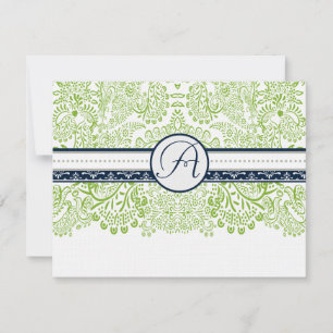 Marine Apple Green Grey Inséparables Mariage RSVP