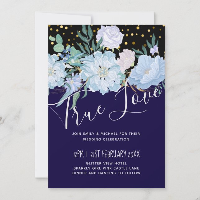 Marine Aqua Blue Floral Budget Mariage (Devant)