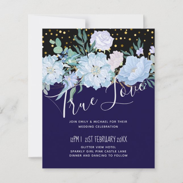 Marine Aqua Blue Floral Budget Mariage (Devant)
