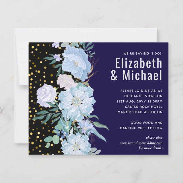 Marine Aqua Blue Floral Budget Mariage (Devant)