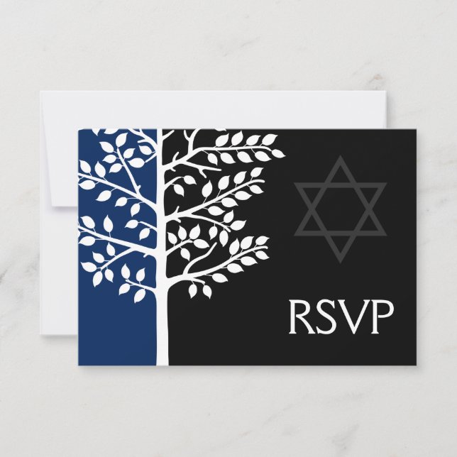 Marine Arbre noir de vie Barre Mitzvah RSVP (Devant)