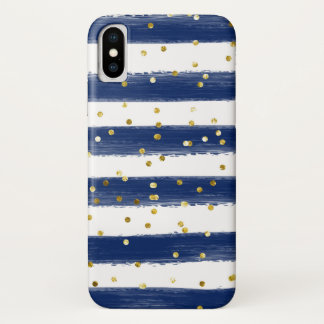 Marine, Blancs, Coque de cellule de Confetti Or