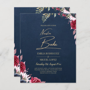 Marine Bleu Berry Floral Bourgogne hiver automne