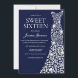 Marine Bleu Blanc Robe Doux 16 Invitation<br><div class="desc">Marine Bleu Blanc Robe Doux 16 Invitations Variations à l'invitation et articles correspondants dans notre magasin</div>