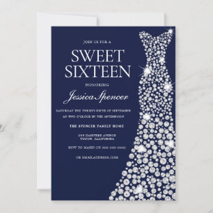 Marine Bleu Blanc Robe Doux 16 Invitation