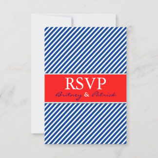 Marine Bleu Blanc Rouge Nautique Mariage Cartes RS