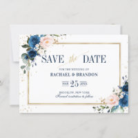 Marine bleu bleu rose géométrique Enregistrer la d