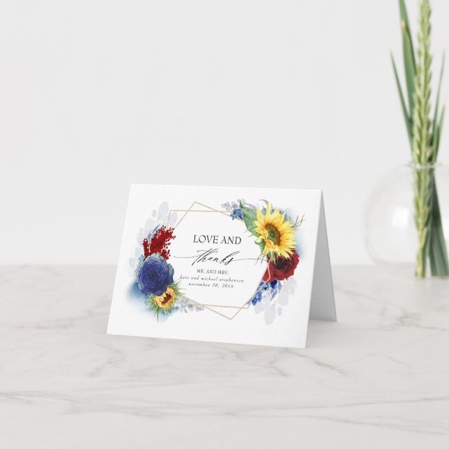 Marine Bleu Bourgogne Jaune Merci Mariage de autom (Devant)