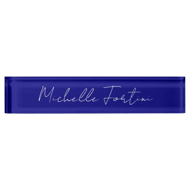 Marine Bleu Couleur Plaque Moderne Nom Propre Call (Devant)