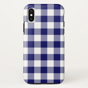 Marine bleu et blanc Buffalo Plaid iPhone X Coque