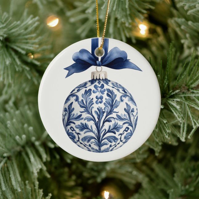 Marine bleu et blanc Chinoiserie Ornement de Noël (Arbre)