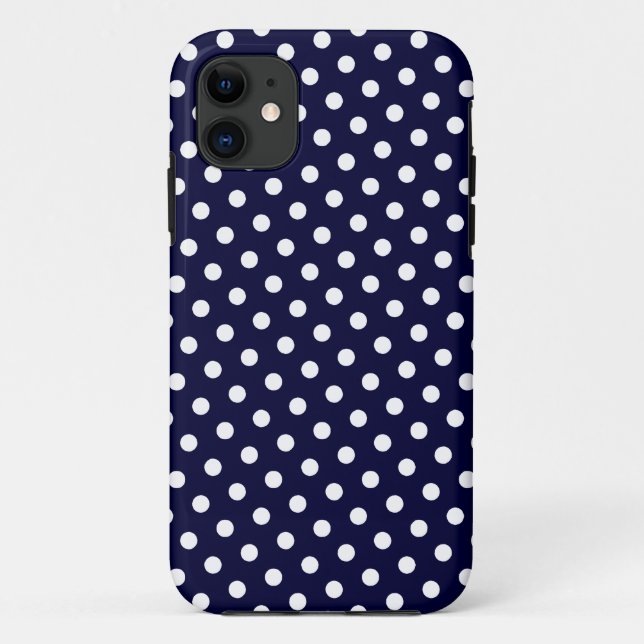 Marine bleu et blanc Polka Motif iPhone 5 Coque (Dos)