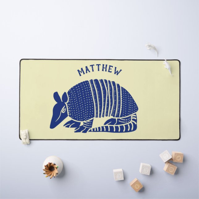 Marine bleu et crème Armadillo Personnalisé (Tableau pour enfants)