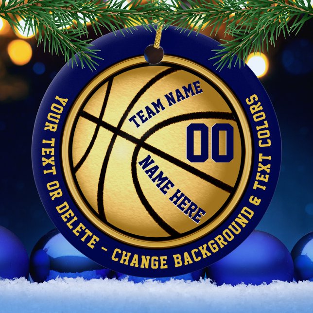 Marine Bleu et or de basket-ball ORNEMENT PERSONNA (Personalized basketball christmas ornaments.
Basketball ornament.
Basketball ornaments bulk.)