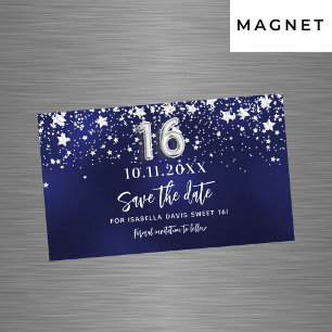 Marine bleu étoiles Sweet 16 Save the Date aimant