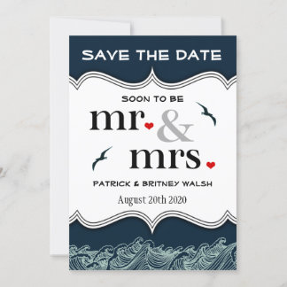 Marine Bleu Mariage nautique Enregistrer les carte