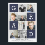 Marine bleu moderne photo collage de graduation<br><div class="desc">Carte de graduation graphique moderne bleu marine.Une carte de graduation graphique moderne,  graphique multi-photo. Modifiez Simplement La Couleur Arrière - plan Pour Personnaliser La Carte. Parfait Pour Montrer Une Sélection De Photographies Ou D'Âges De Votre Diplômé. Une Partie D'Une Collection De Coordination.</div>