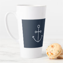 Marine Bleu Nautique minima Ancre latte Mug