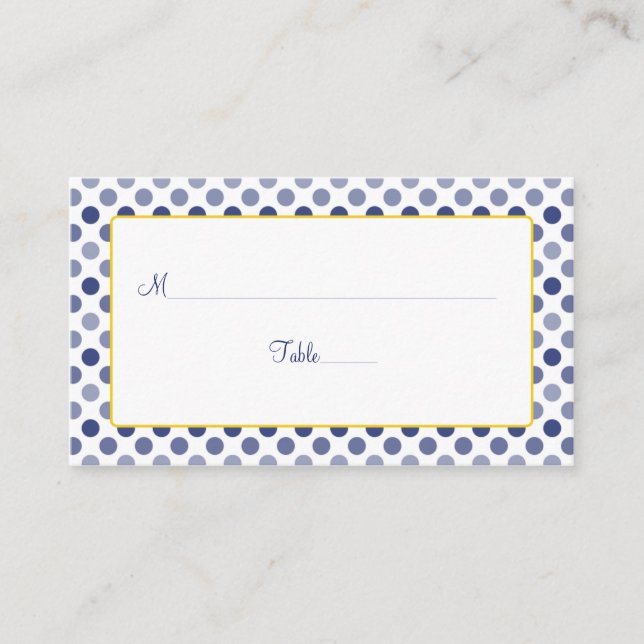 Marine bleu Polka Jaune Point Mariage Cartes de li (Devant)
