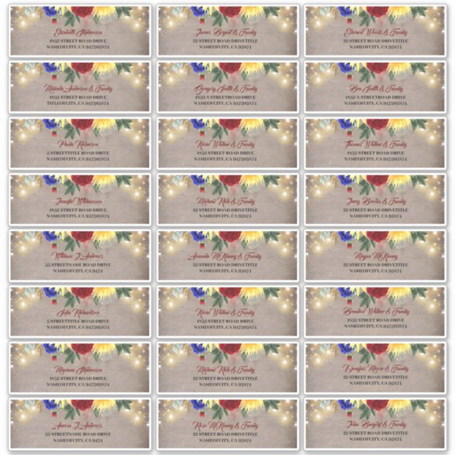 Marine Bleu Rouge Jaune Nom d'invité Étiquette de  (Devant)