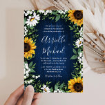 Marine Bleu Tournesol Rustique Mariage Invitations<br><div class="desc">Navy Blue Sunflower Rustic Wedding Invitations - présentent un arrière - plan en bois de grange bleu marine décoré de marguerites aquarelles,  tournesols,  verdure,  souffle de bébé et lis de la vallée.</div>