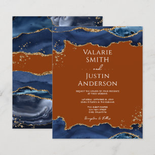 Marine Blue Agate Burning Orange Faire-part de mar