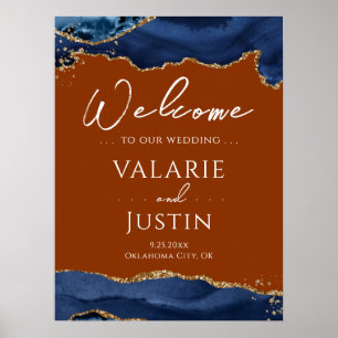 Marine Blue Agate Burnt Orange Mariage Affiche de