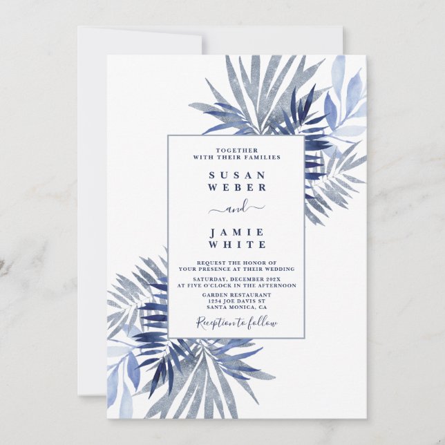 Marine Blue Beach mariage Invitation (Devant)