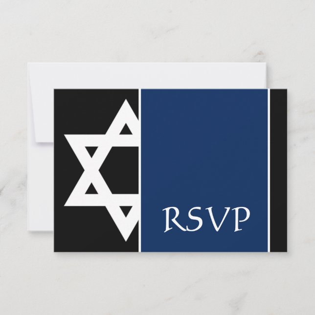 Marine Blue Black Star de David Bar Mitzvah RSVP (Devant)