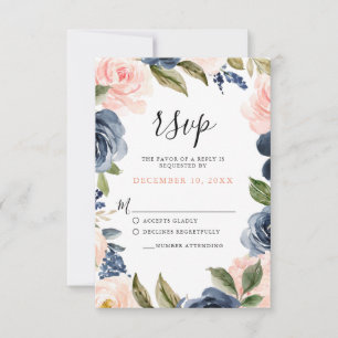 Marine Blue Blush Rose Rose Boho mariage RSVP