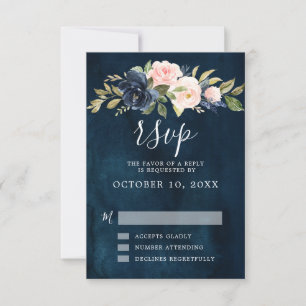 Marine Blue Blush Rose Rose Boho mariage RSVP