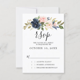 Marine Blue Blush Rose Rose Boho mariage RSVP