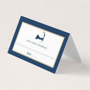 Marine Blue Cape Cod map Gold Heart Mariage Siège