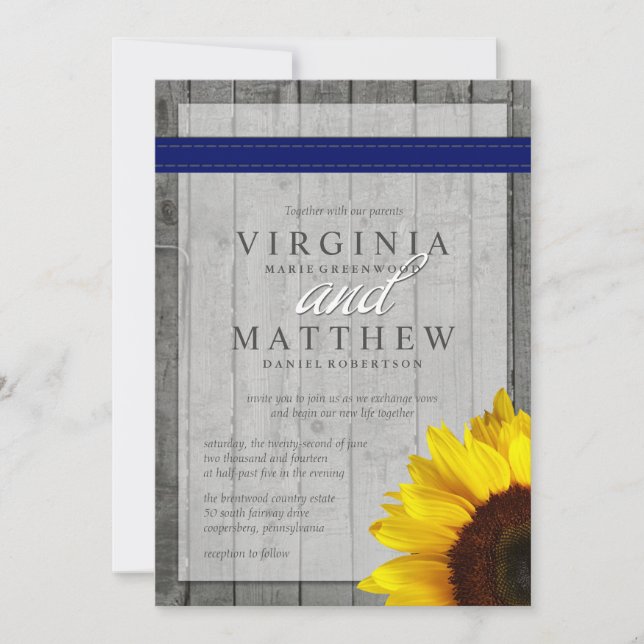 MARINE BLUE & FAIRE-PART DE MARIAGE DE DÉBORDEMENT (Devant)