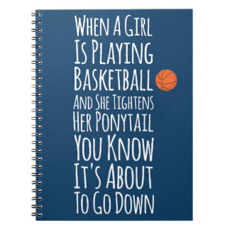 Marine Blue Funny Girls Basketball Joueur Carnet